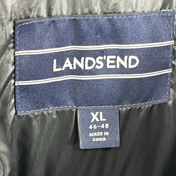 Lands End Vest Mens XL Black Down Puffer Outdoor Active Feathers Streetwear Warm - Picture 8 of 11